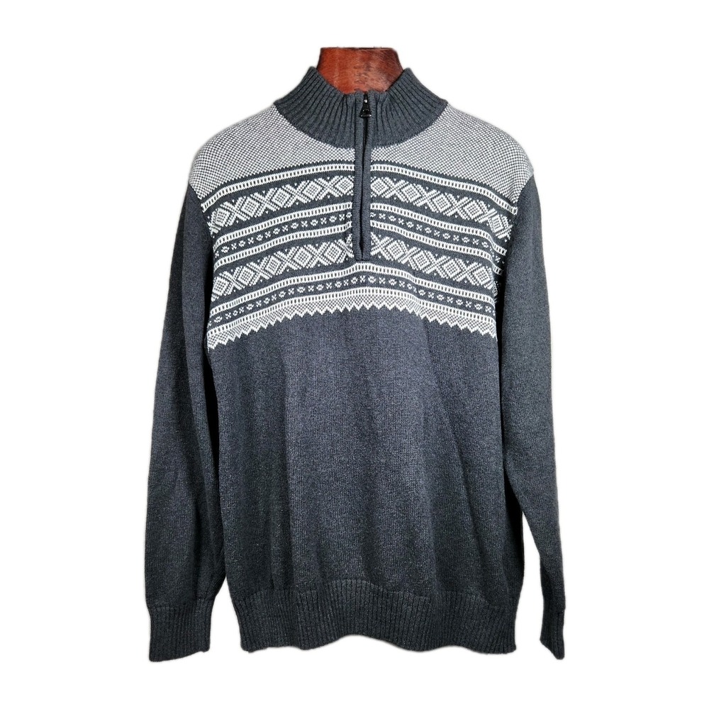 Original Weatherproof Vintage Gray Fair Isle Pullover‎ Sweater SZ L